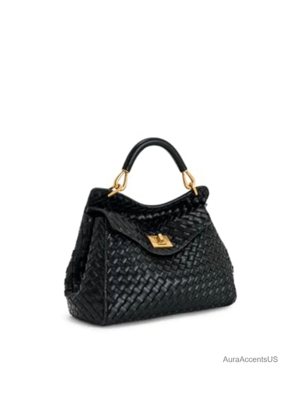 Vegan Leather Top Handle Satchel Crossbody Bag Gold Hardware